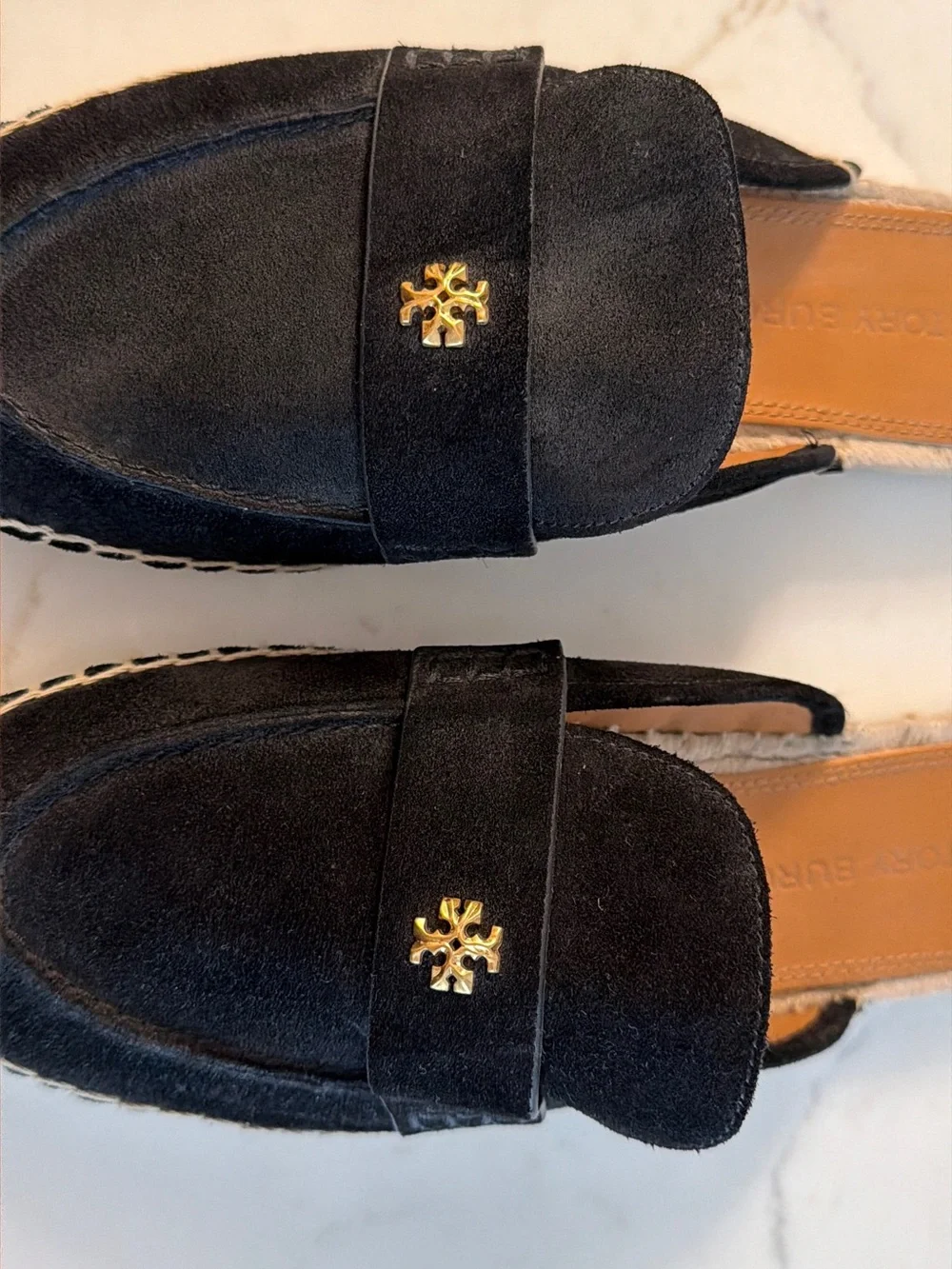 Black Tory Burch Suede Slip-On Mule Espadrilles